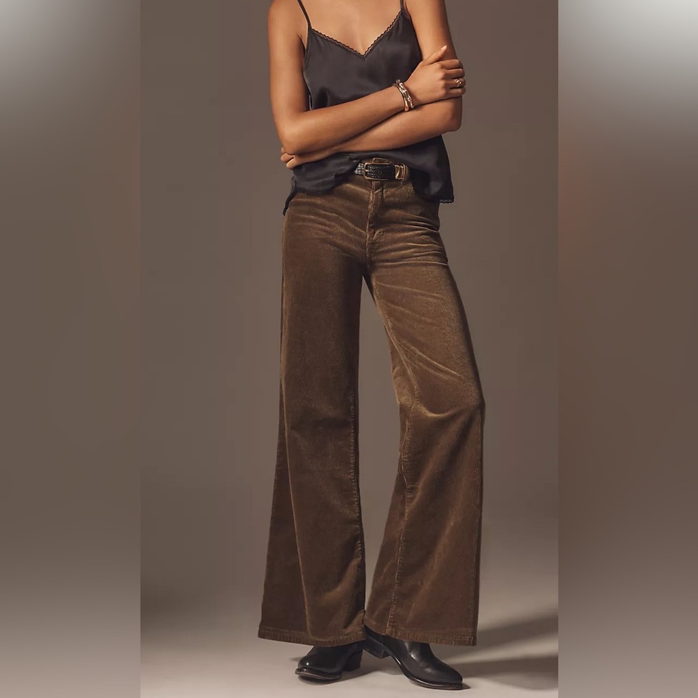 Pilcro Robbie Corduroy High-Rise Flare Jeans in Raspberry Size 28 NWT - Picture 5 of 9